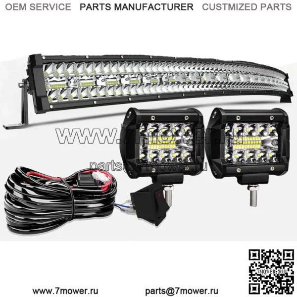Для Kawasaki Teryx 800 750 Mule 610 4010 Крыша 50 "Светодиодная изогнутая световая панель + 4" капсулы (Для: более одного автомобиля)