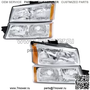 Подходит для 03-06 Chevy Silverado хромированные фары, сигнальный бампер, левый и правый (для: более одного автомобиля)