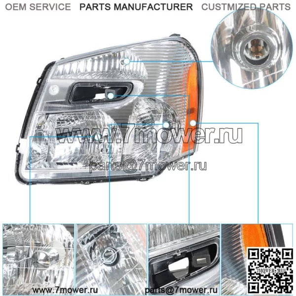 Левая галогенная фара для Chevy Equinox 2005-2009 годов в сборе, хромированный корпус, прозрачный - Image 4
