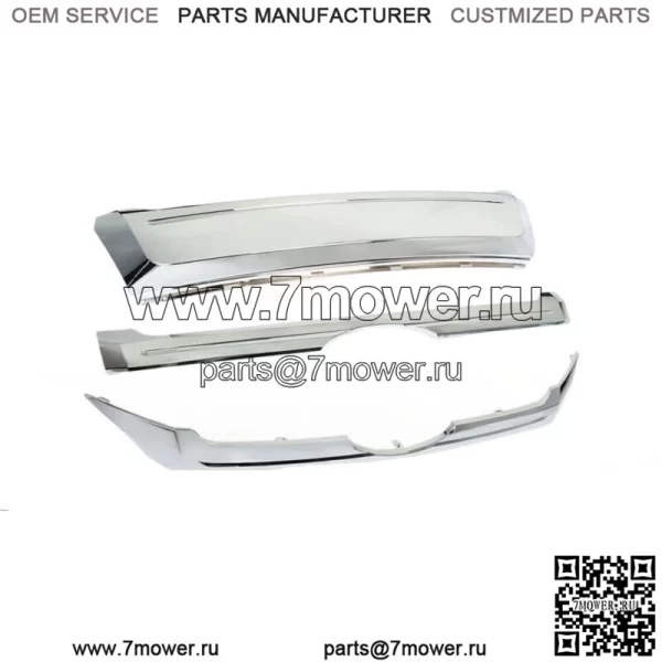 Подходит для 2011-2014 Ford Edge, передняя верхняя, центральная и нижняя отделка решетки радиатора, хром, 3 шт.