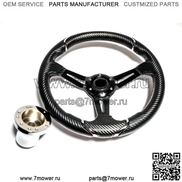 Рулевое колесо Club Car Precedent Golf Cart 13 дюймов из углеродного волокна с адаптером - Image 3