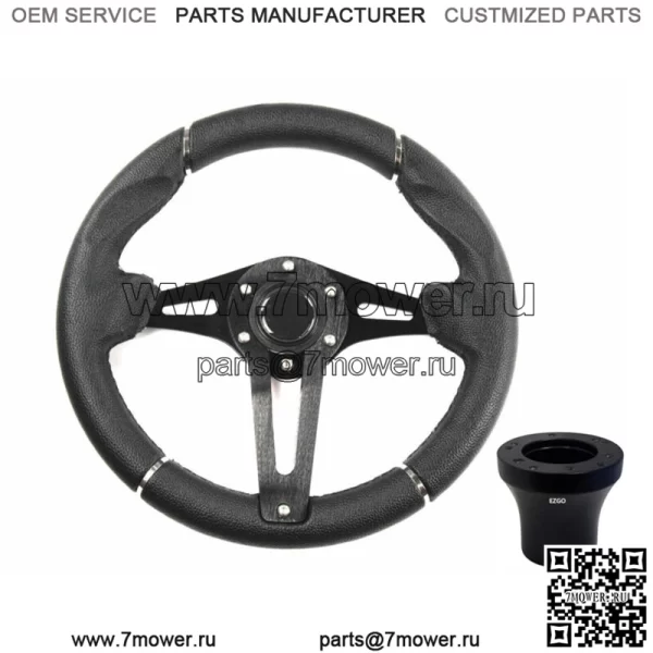 Черный руль гольф-кара в гоночном стиле, МОДЕЛЬ EZGO MEDALIST TXT RXV VALOR ST - Image 2