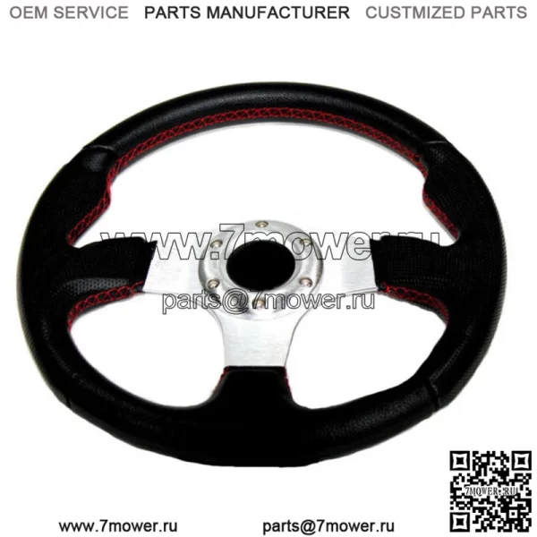 Для Polaris RZR 550 800 900 1000 320 мм рулевое колесо серебристого цвета с красной строчкой