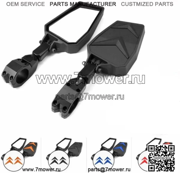 Боковые зеркала UTV размером 1,75–2 дюйма, складные и регулируемые для Polaris RZR S 800 900 XP 1000 (для: John Deere Gator CS)