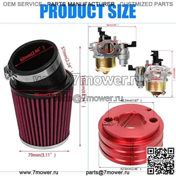 Комплект воздушного фильтра карбюратора 212cc для Predator, двигатель 212cc, 224cc, Coleman CT200U CT200U-EX BT200X Baja Trailmaster Warrior MB200, 196cc 200cc GX160 GX200, 6,5 л.с., детали для мини-велосипеда, картинга - Image 2