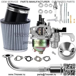 Карбюратор Racing 212cc Performance Kit с воздушным фильтром Выхлопная труба для двигателя Predator 212cc Детали производительности 196cc 6.5HP GX160 BT200x CT200u Комплект Predator 212 Stage 2 Go Kart Mini Bikes Silver