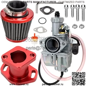 Карбюратор Performance VM22 26 мм для Predator 212cc 196cc Coleman CT200U BT200X Mini Bike KT196 Go Kart GX160 GX200 Двигатель-клон 6,5 л.с. с воздушным фильтром 38 мм Впускной коллектор Stage 1 Красный комплект