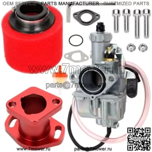 VM22 Racing Performance Карбюратор Mikuni Карбюратор Впускная труба карбюратора Воздушный фильтр подходит для Predator 212cc 212cc Mini Bike Go Kart GX200 196cc Двигатель Honda Clones Go Kart Motor (красный)