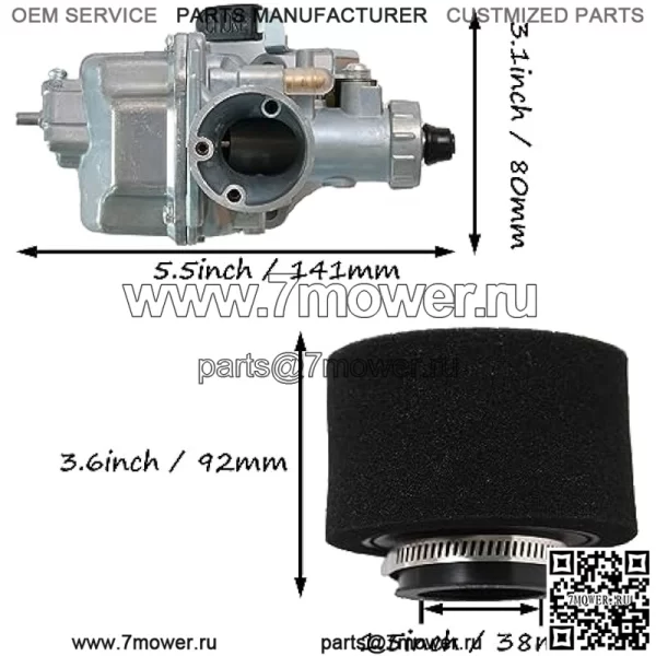 VM22 Racing Performance Карбюратор Mikuni Карбюратор Основная впускная труба Воздушный фильтр подходит для Predator 212cc GX160 Honda GX200 CT200U 196cc KT196 Clones Go Kart Mini Bike Race Kart (черный) - Image 2