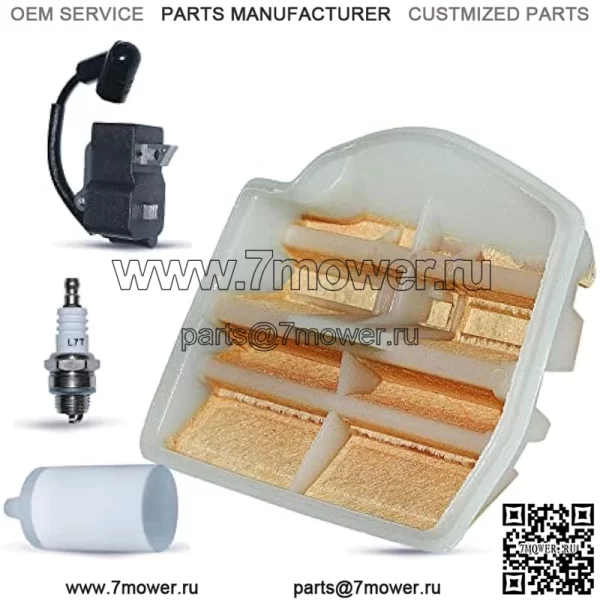 Топливный комплект катушки зажигания для Husqvarna 445 450 445e544080803, катушка зажигания, воздушный фильтр, топливный фильтр, свеча зажигания