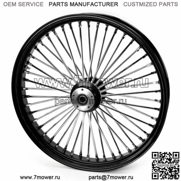 Переднее колесо 30 x 4 дюйма, 48 Fat King Spokes, черный обод, двойной диск Harley Touring Custom (для: Harley-Davidson)