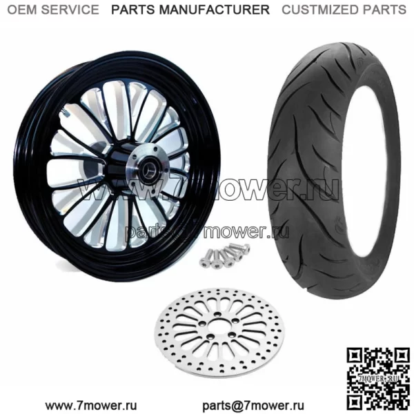 Ultima Manhattan Black Billet, 16 x 3,5, заднее колесо, пакет ротора с шинами BW Harley (для: Harley-Davidson)