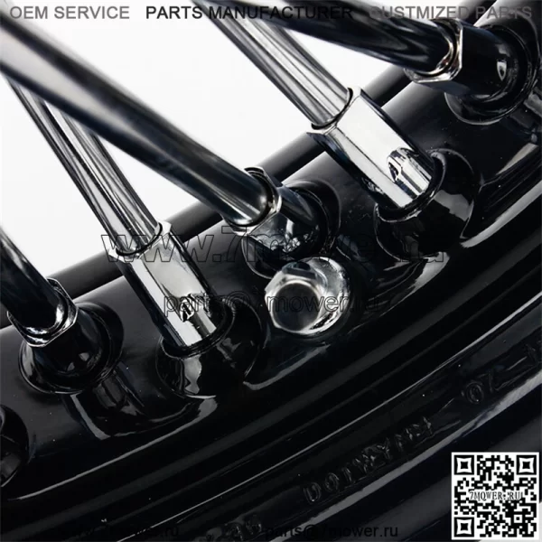 Бескамерное переднее однодисковое колесо черного цвета со спицами для Harley - Image 4