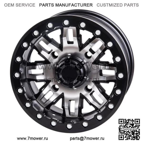 Колесо Tusk Teton Beadlock 15x10 5,0 + 5,0, обработанное/черное, с рисунком проушин 4/156 (для: Polaris)