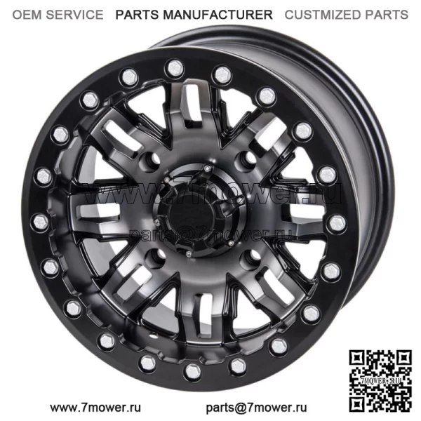 Диск Tusk Teton Beadlock 15x10 5,0 + 5,0 Gun Metal/черный, 4/156 с рисунком проушин (для: Polaris)