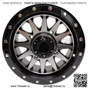 Колесо QuadBoss Wagon 14x7 4+3 со смещением 4/156, черное/механическая обработка RT-GW106147156BMA (для: Polaris)