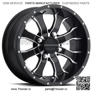 15x7 Raceline A77 Mamba UTV Satin Black с механически обработанными спицами, колесо 4x156 (5 мм) (для: Polaris)