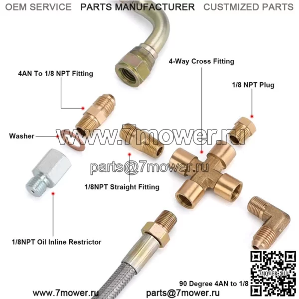 Комплект линии возврата турбинного масла 1/8 NPT 4AN T3 T4 T3/T4 T70 T66 T67 GT35 G - Image 3