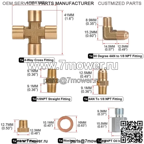 Комплект линии возврата турбинного масла 1/8 NPT 4AN T3 T4 T3/T4 T70 T66 T67 GT35 G - Image 4