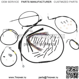 Черные тросы на руль Burly, 15 дюймов, комплект для установки тормозов Touring Harley 02-06 (для: Harley-Davidson)