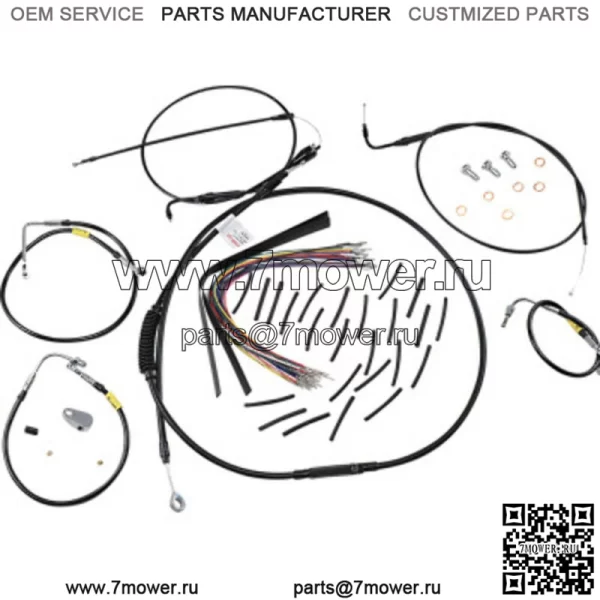 Черные тросы на руль Burly, 15 дюймов, комплект для установки тормозов Touring Harley 02-06 (для: Harley-Davidson)