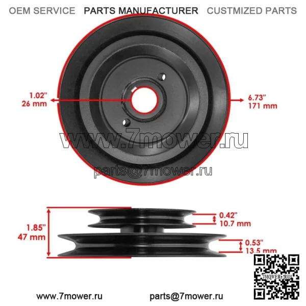 07329167 Шкив шпинделя для Gravely Ariens 991097 07329167 52 дюйма 60 дюймов - Image 2