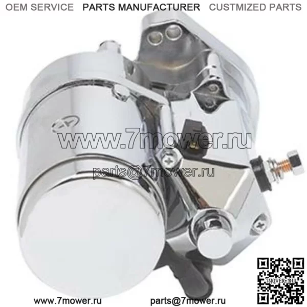 Стартер Ultima Thunder Fire Chrome 2,4 кВт с боковой угловой стойкой 89-06 Harley Big Twin (для: Harley-Davidson)