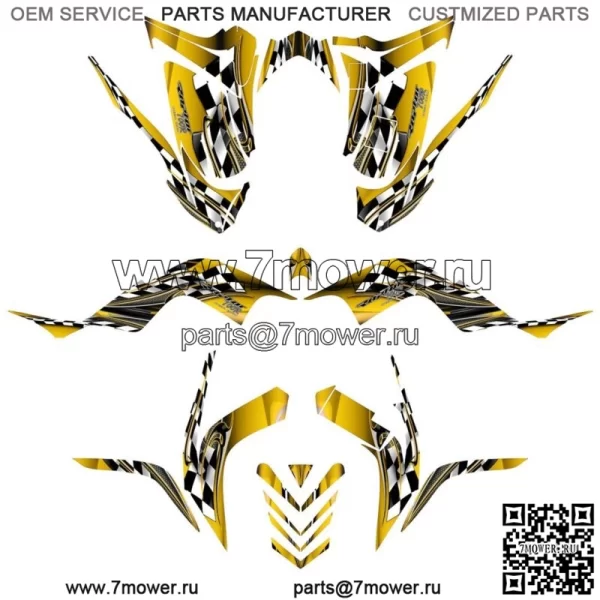 Yamaha 700 Graphics 2006-12, комплект наклеек с полным покрытием № 2500, желтый