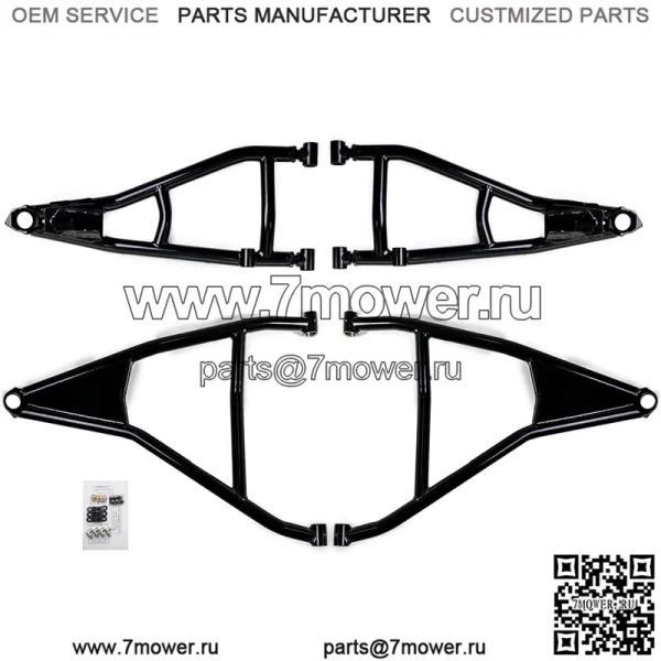 72-дюймовые широкие красные передние А-образные рычаги для Can-Am Maverick X3 2017+ 2017 года выпуска (см. комплектацию) | В 2,25 раза прочнее, чем стандартные | Дорожный просвет 1,5 дюйма | В комплект входят сверхпрочные предустановленные шаровые шарниры!