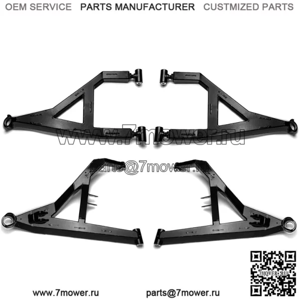 1,5-дюймовые смещенные вперед боковые А-образные рычаги для Polaris RZR XP 1000/XP 4 1000 (см. комплектацию) — красные — верхние и нижние А-образные рычаги — подходят для шин диаметром до 34 дюймов — регулируемый верхний поворотный блок — изготовлен из легированной стали