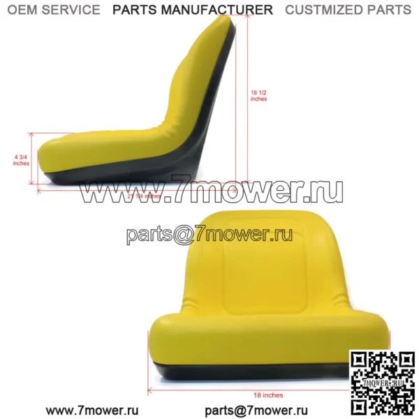 (2) Желтые сиденья с ВЫСОКОЙ СПИНКОЙ для автомобилей John Deere Gators TX: 4x2 и автомобилей UTV Turf TX - Image 3
