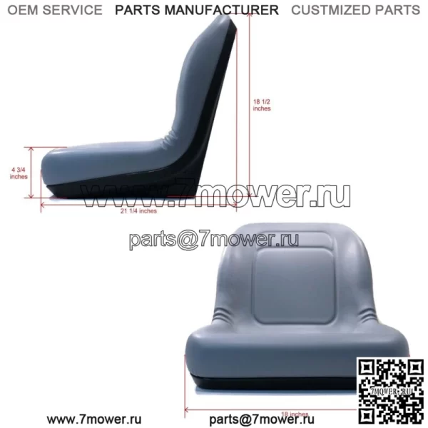 Серое сиденье с высокой спинкой подходит для John Deere Gators TX, TX Turf, TH 6x4, TE, XUV, Trail - Image 2