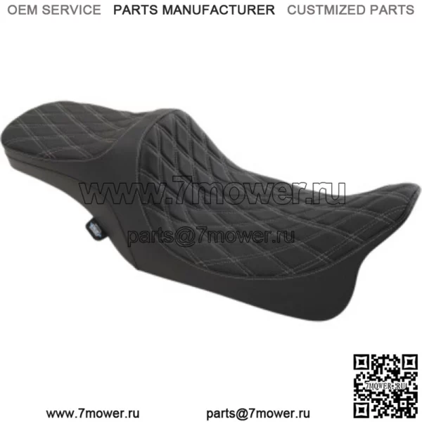 Predator III Silver Dimond Stitch 2Up Seat Harley Touring 97-07 (???ݧ?: Harley-Davidson)