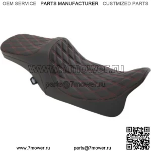 Predator III Red Dimond Stitch 2Up Seat Harley Touring 97-07 (???ݧ?: Harley-Davidson)