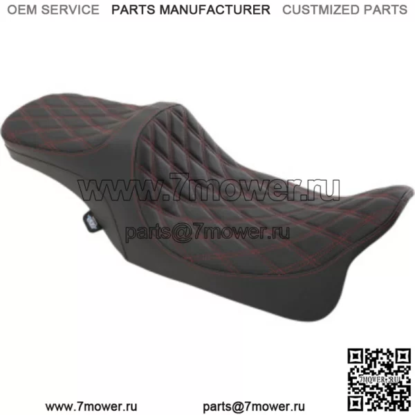 Predator III Red Dimond Stitch 2Up Seat Harley Touring 97-07 (???ݧ?: Harley-Davidson)